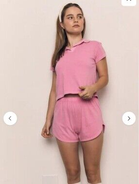 Blank Lab Pink Two-Piece Lounge Set. Size Medium